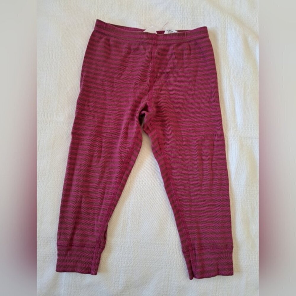 Hanna Andersson girls size 90 or 3T raspberry & brown leggings guc